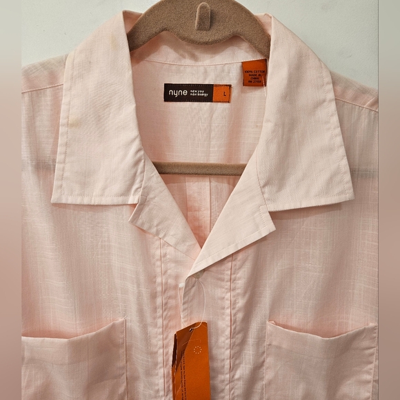 NWT - NYNE Cotton Pink Button-Up Shirt - Size L - Picture 3 of 10